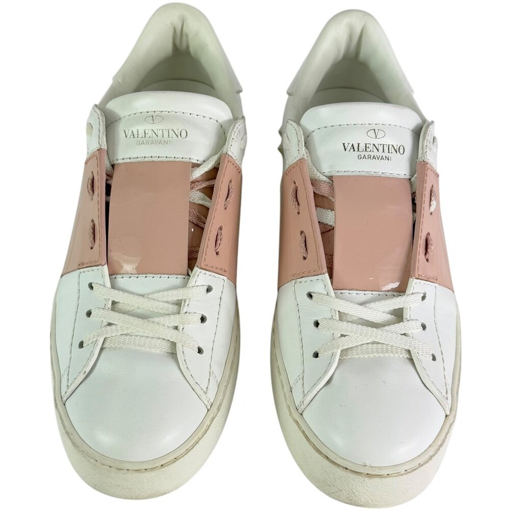VALENTINO GARAVANI White Pink Leather Skateboard Women Sneakers 37.5 - 7.5US